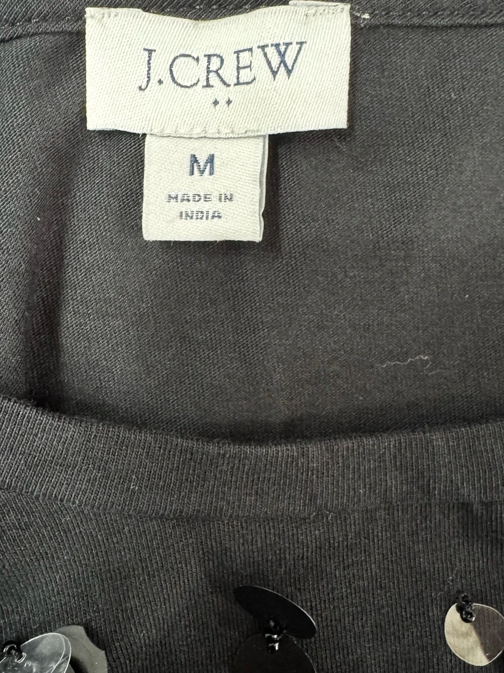 J Crew Black Sequin Embellished Crewneck Tee